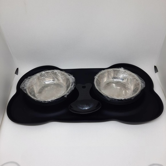 URPower Dog/Cat Food & Water Bowl Set with Bone Shaped Mat - Picture 9 of 9